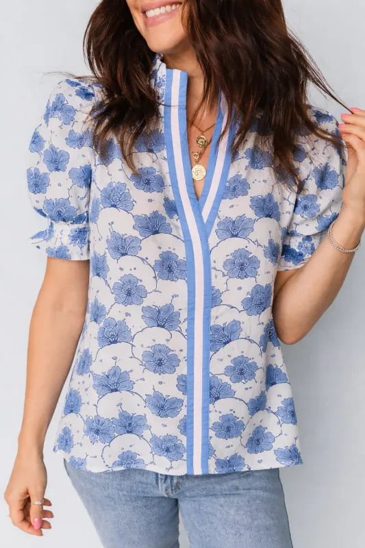 Mariam Sleeve Contrast Trim Blouse sold by Threaded Pear