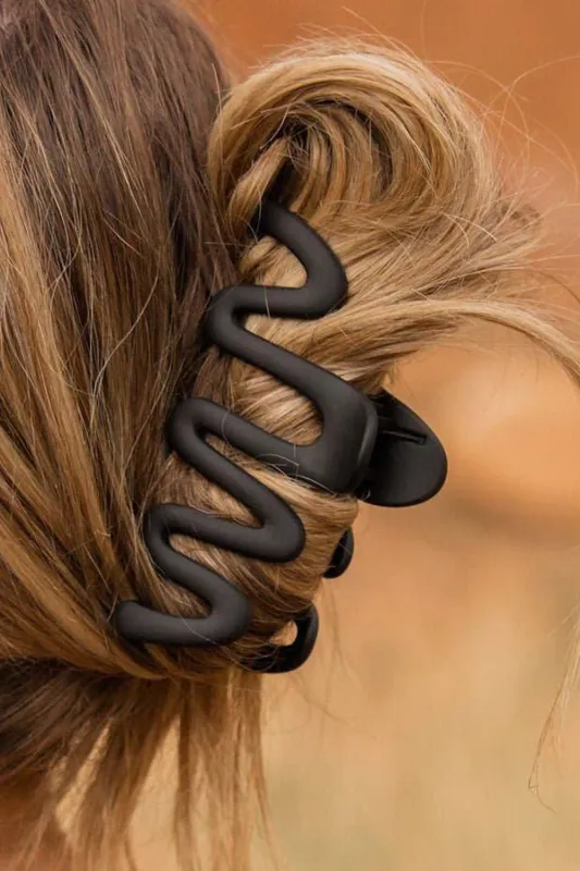 Black Wave Shape Resin Large Hair Claw Clip sold by Threaded Pear