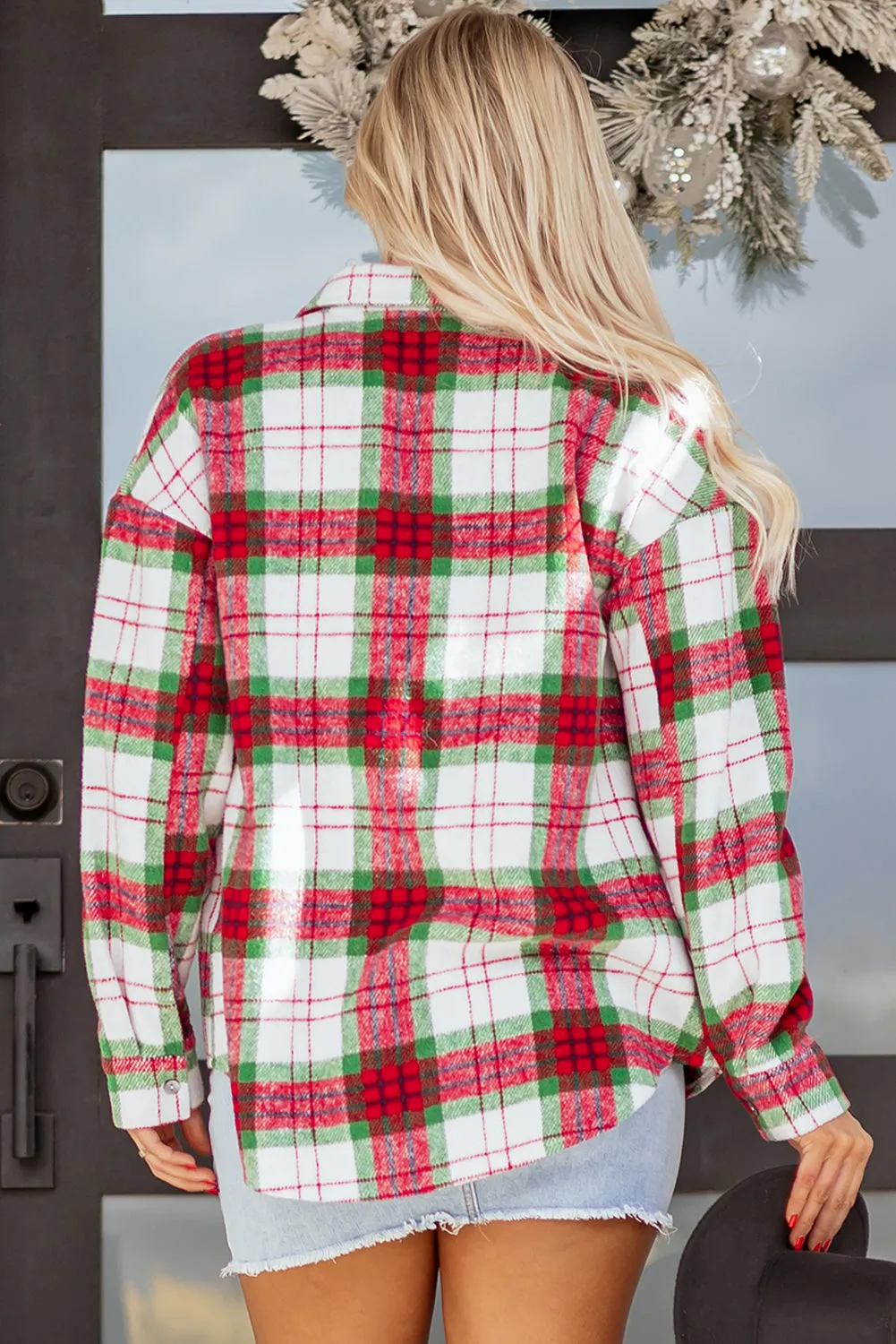 Dream Plaid Casual Flannel Shacket sold by Threaded Pear product image thumbnail 2