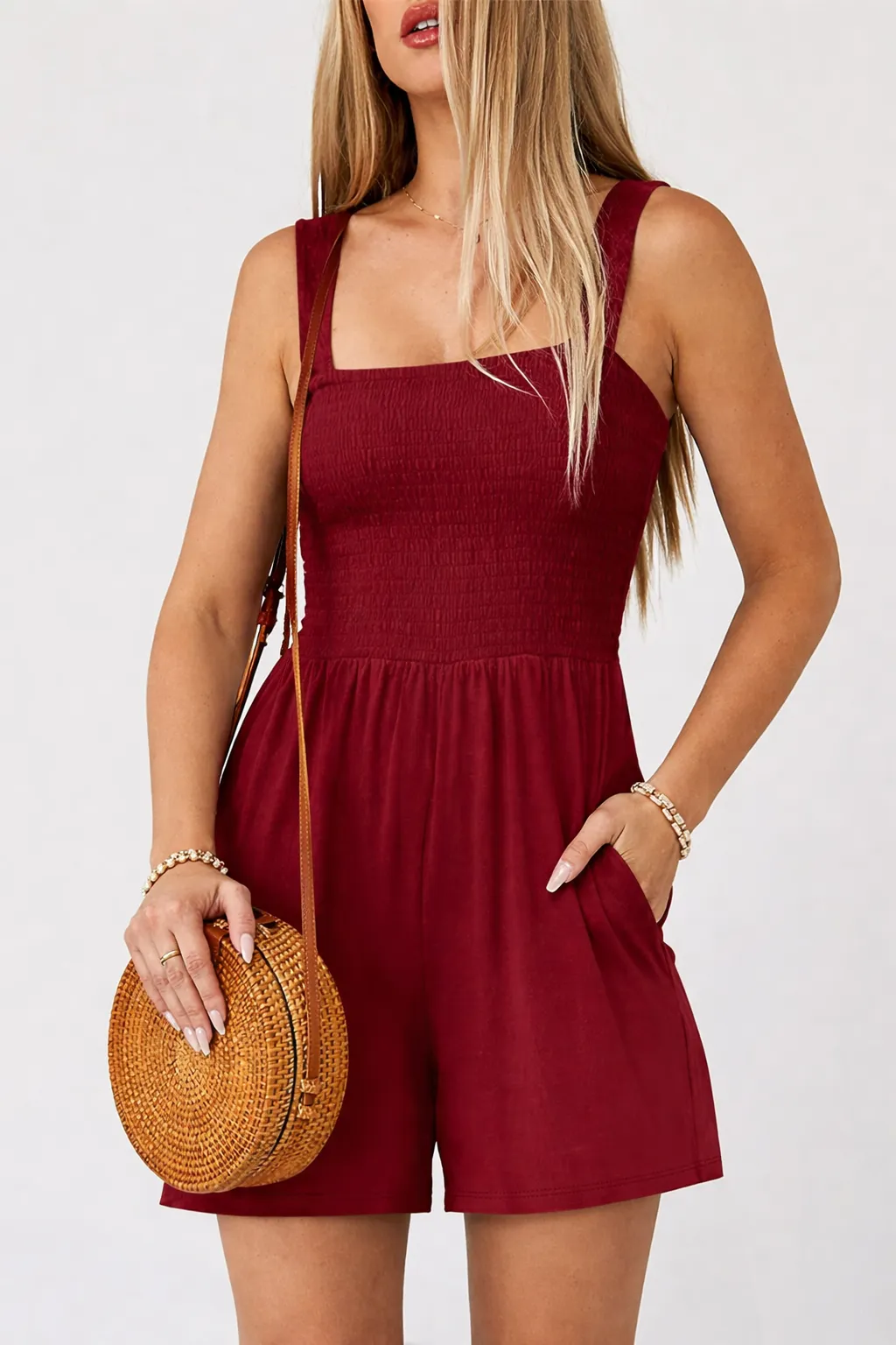 Marlowe Casual Smocked Sleeveless Romper sold by Threaded Pear product image thumbnail 3