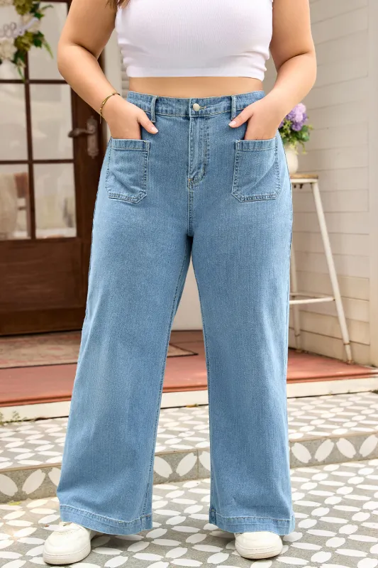Adelyn Textured Wide Leg PLUS Jeans made by Threaded Pear