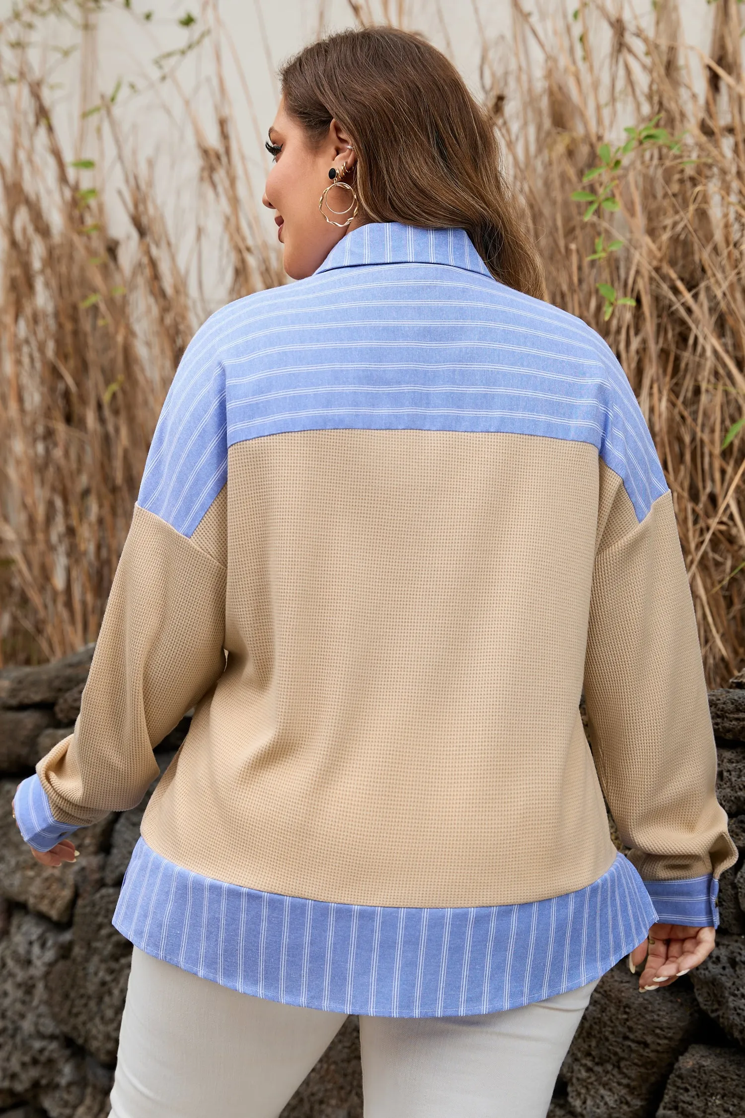 Evelynn Waffle Knit Collared PLUS Top sold by Threaded Pear product image thumbnail 2