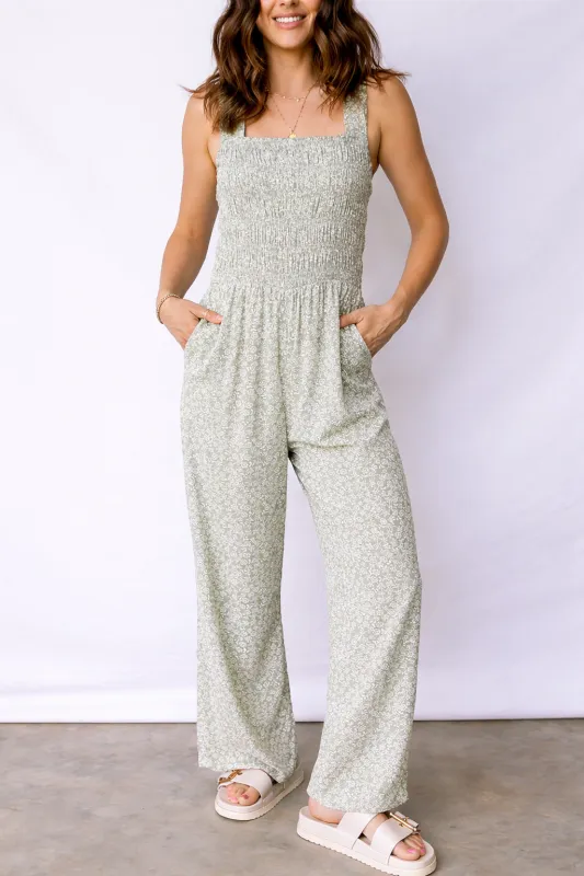 Calliope Square Sleeveless Floral Jumpsuit sold by Threaded Pear