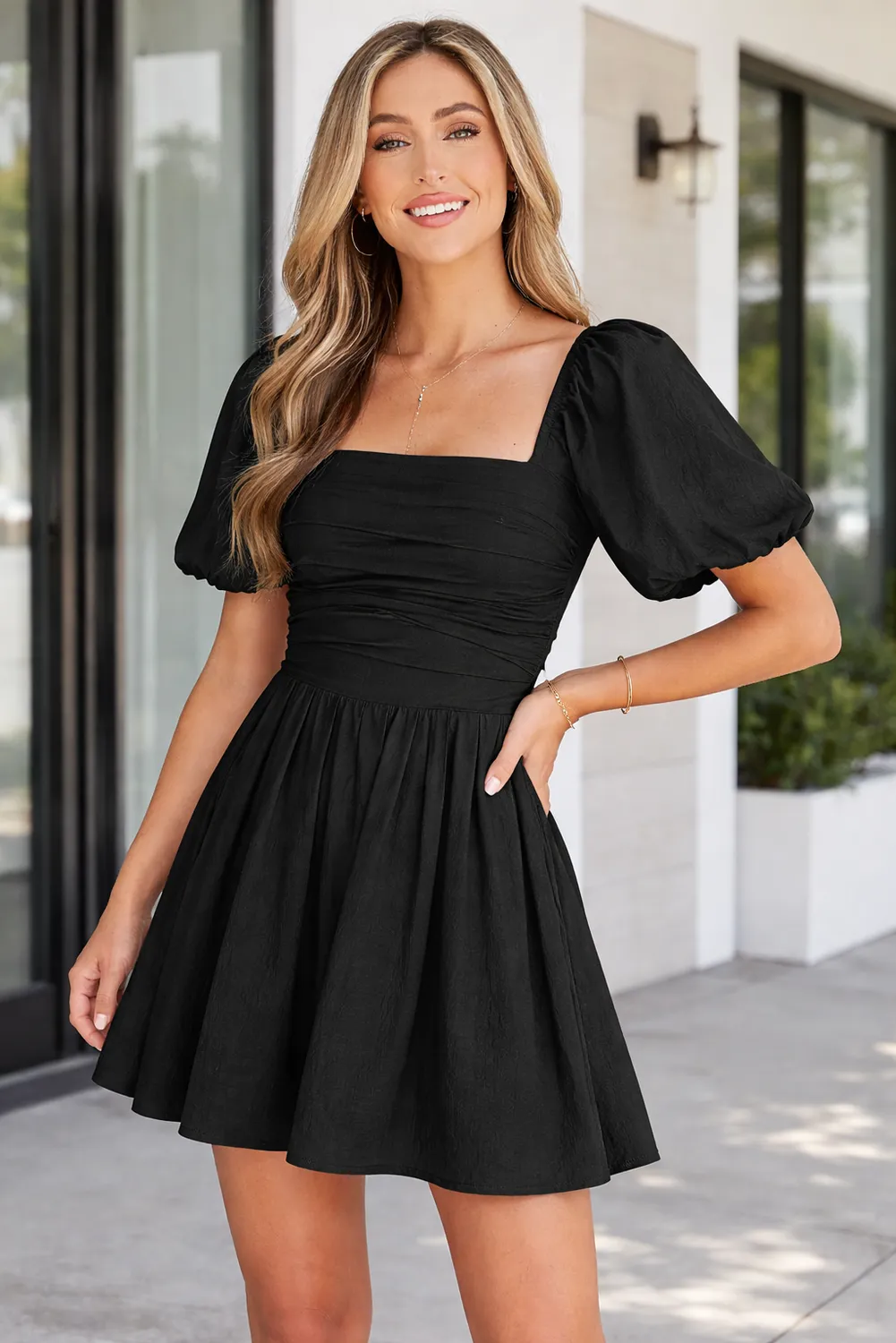 Malaysia Ruched Puff Sleeve Romper sold by Threaded Pear product image thumbnail 3