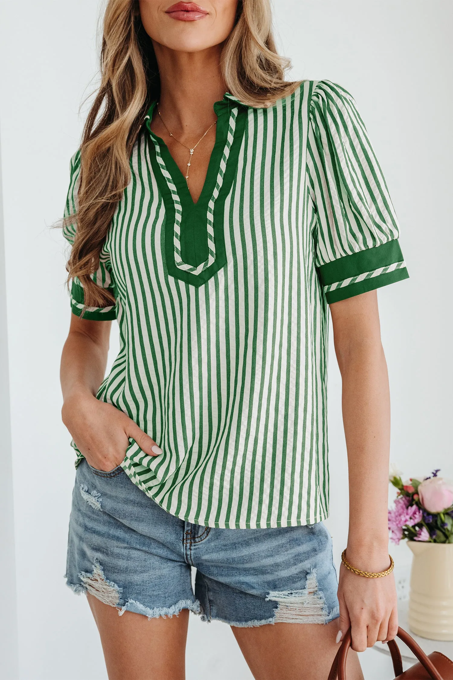 Elora Short Bubble Sleeve Blouse sold by Threaded Pear product image thumbnail 5