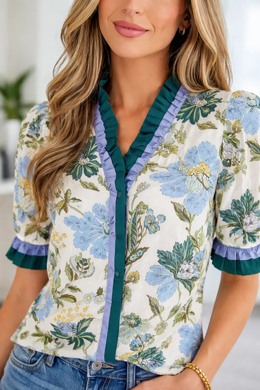 Mila Trim Short Sleeve Blouse sold by Threaded Pear product image thumbnail 4