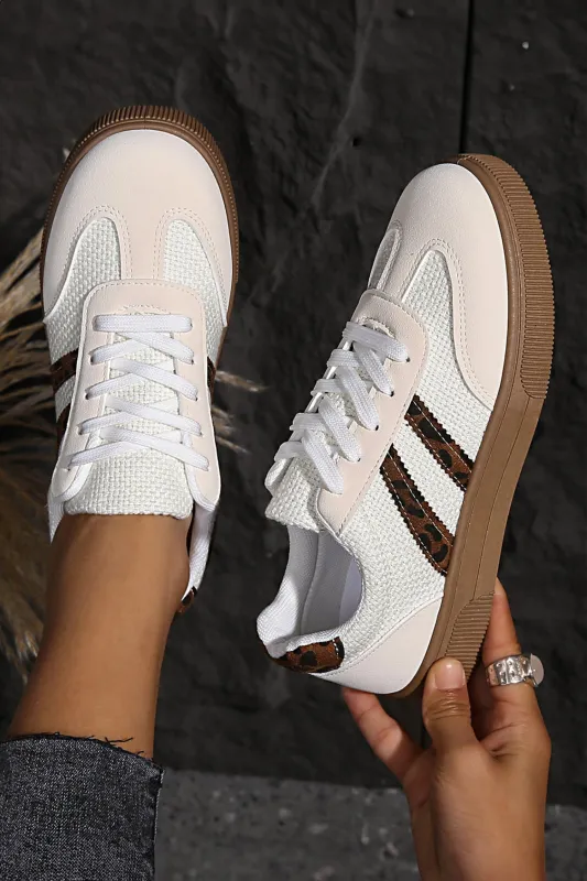 Lila Leather Patchwork Flat Sneakers sold by Threaded Pear