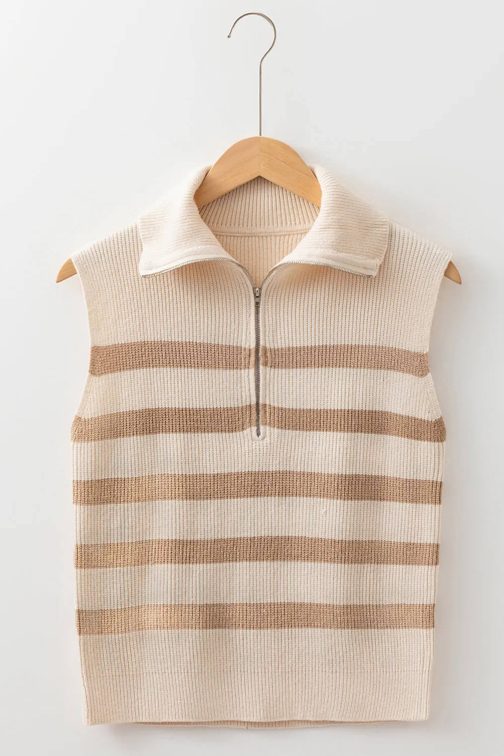 Everly Stripe Ribbed Half Zip Collared Sweater Vest sold by Threaded Pear product image thumbnail 5