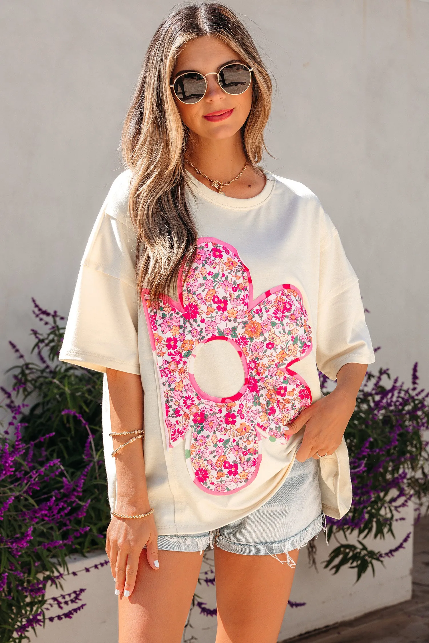 Poppy Big Flower Oversize Tee sold by Threaded Pear product image thumbnail 3