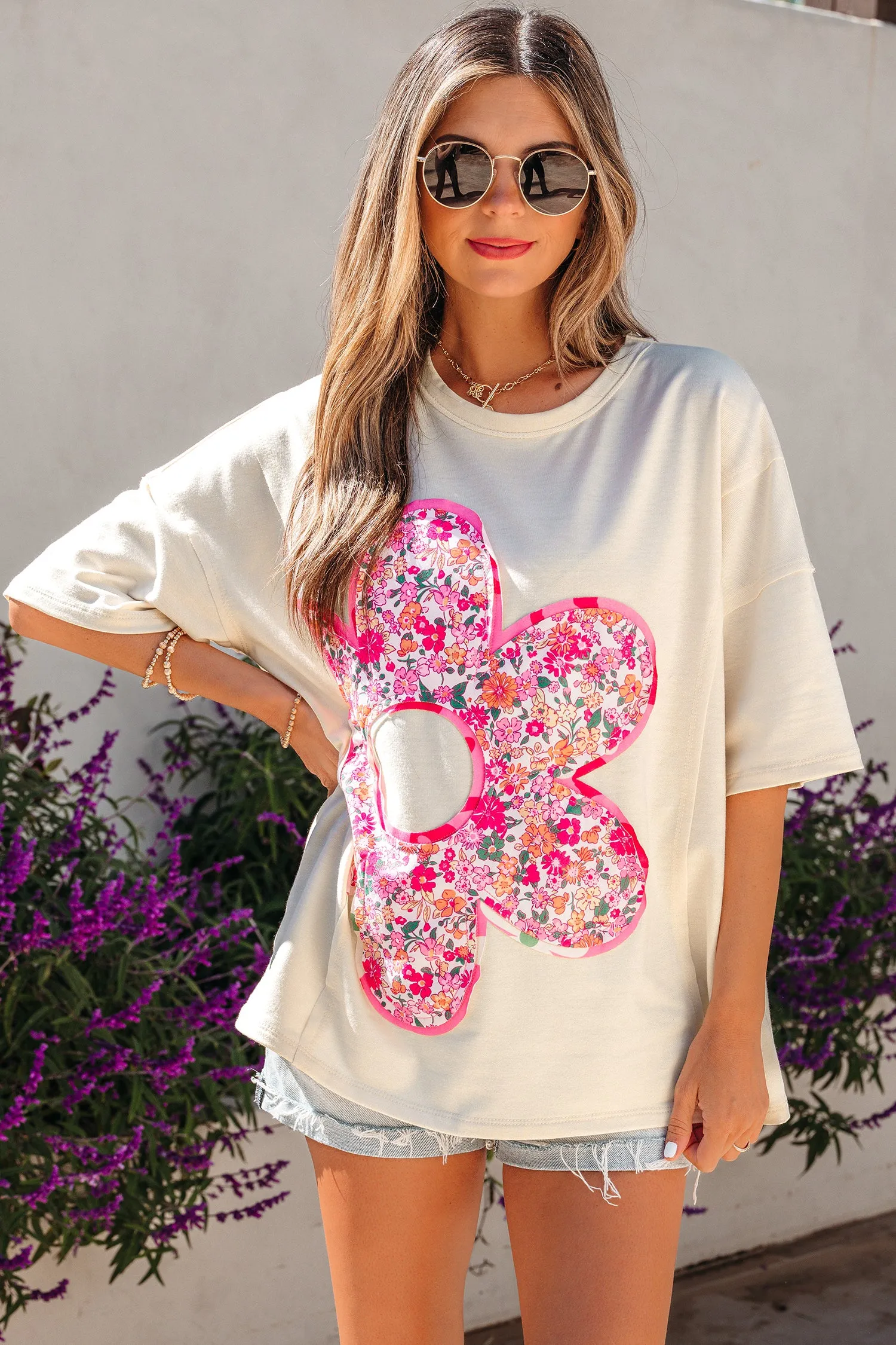 Poppy Big Flower Oversize Tee sold by Threaded Pear product image thumbnail 4