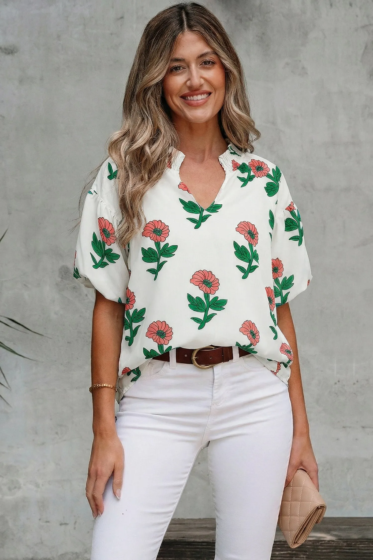 Briar Shirred Short Sleeve Blouse sold by Threaded Pear