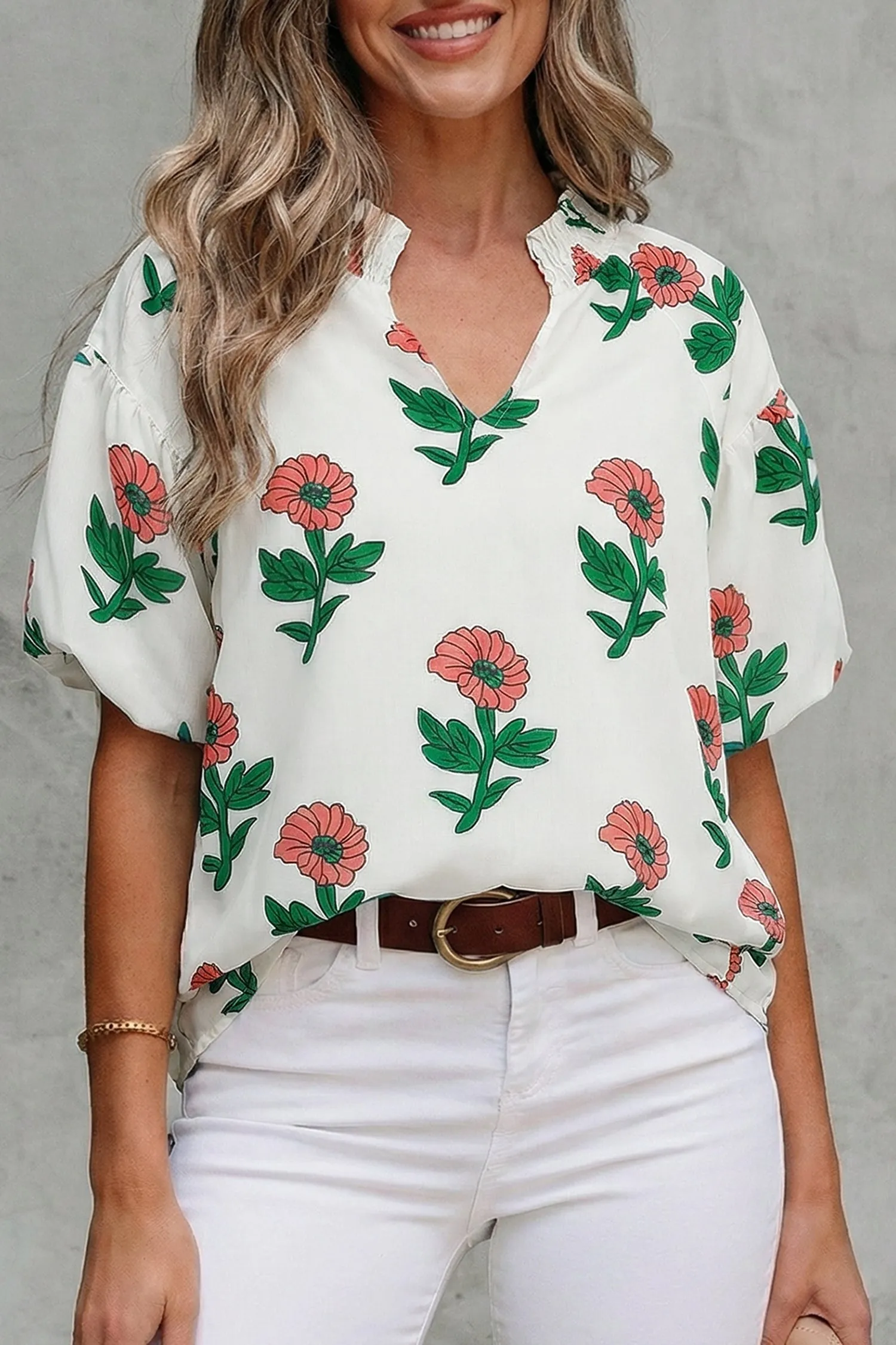 Briar Shirred Short Sleeve Blouse sold by Threaded Pear product image thumbnail 3