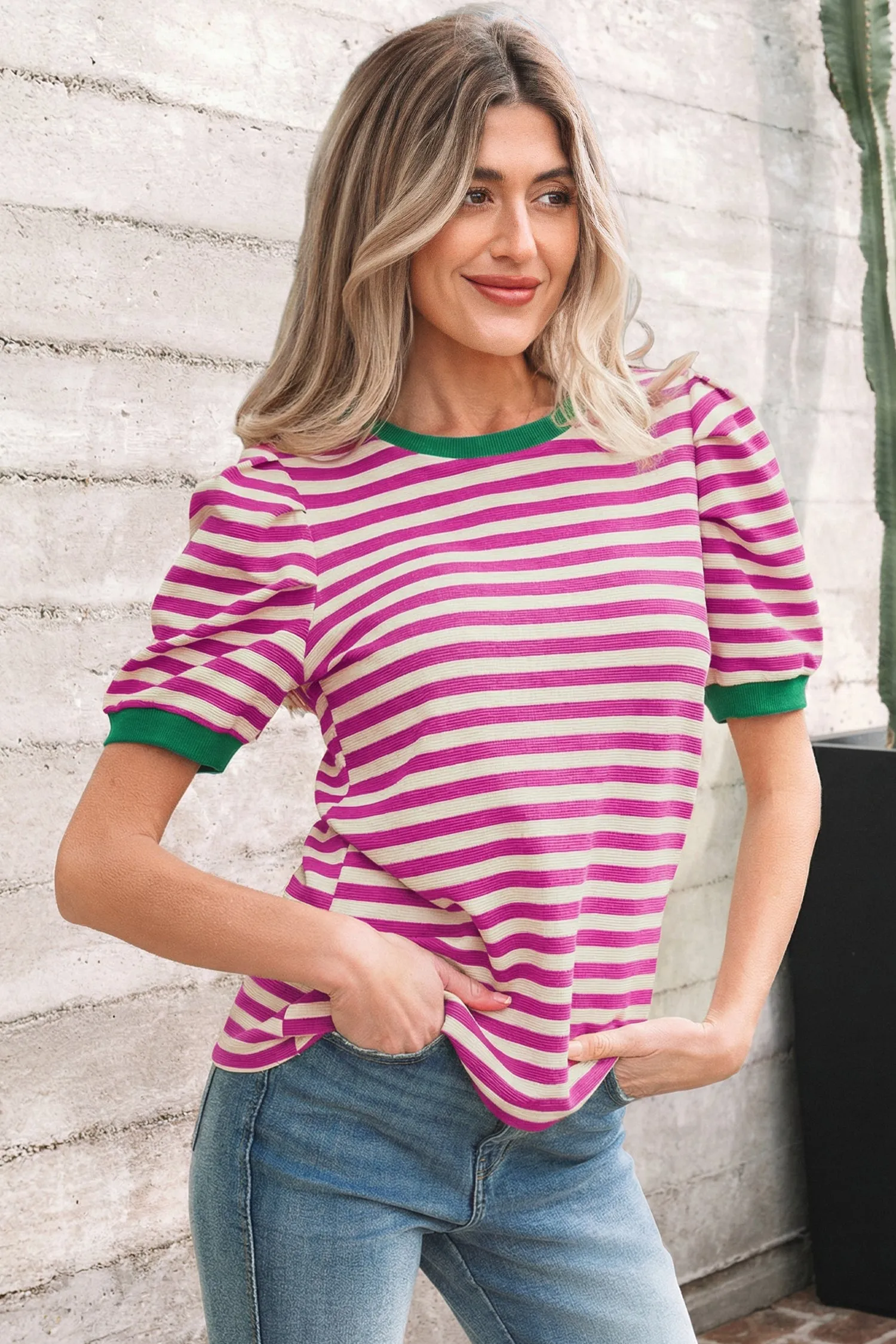 Nova Sleeve Contrast Trim Tee sold by Threaded Pear product image thumbnail 3