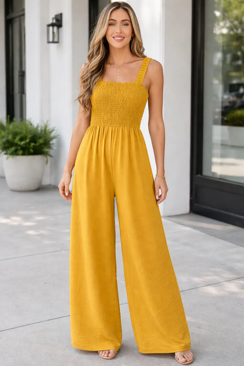 Rebecca Sleeveless Wide Leg Jumpsuit sold by Threaded Pear