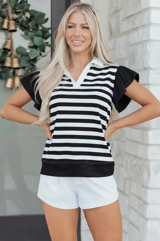 Lilith Ruffled Short Sleeve Blouse made by Threaded Pear