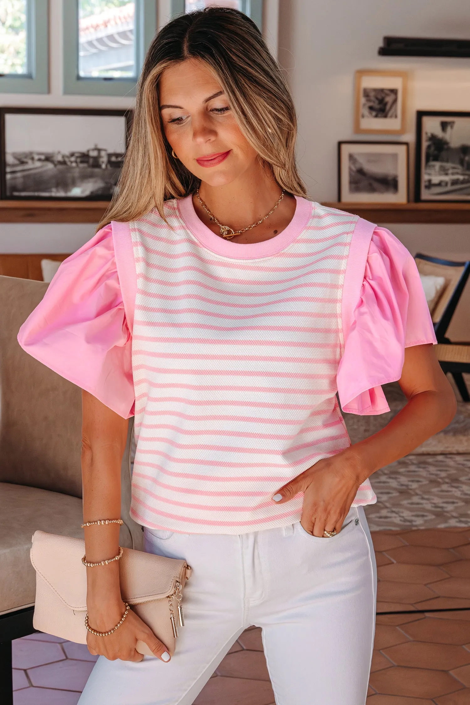 Hope Short Sleeve Patchwork Blouse sold by Threaded Pear product image thumbnail 4