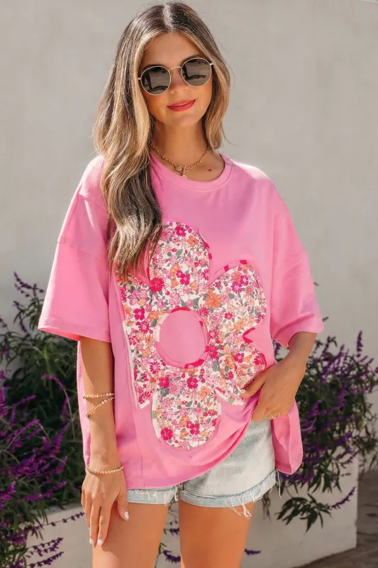 Adriana Big Flower Oversize Tee made by Threaded Pear
