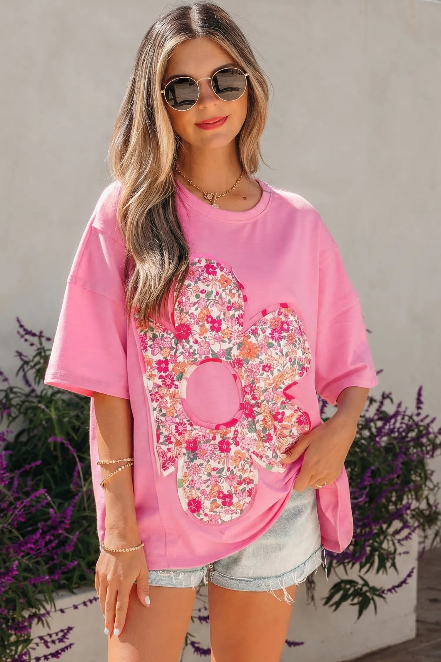 Adriana Big Flower Oversize Tee sold by Threaded Pear