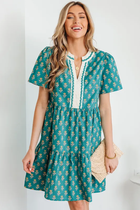 Ivy Short Sleeve Floral Dress made by Threaded Pear