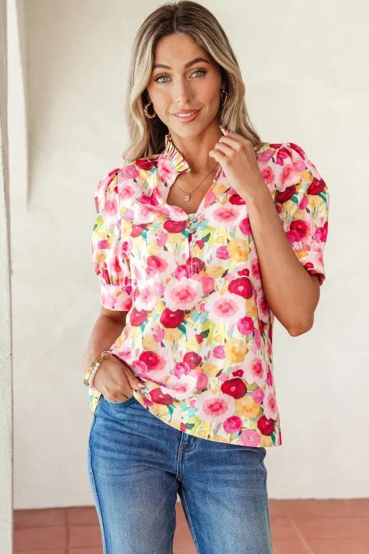 Charleigh Puff Short Sleeve Blouse made by Threaded Pear