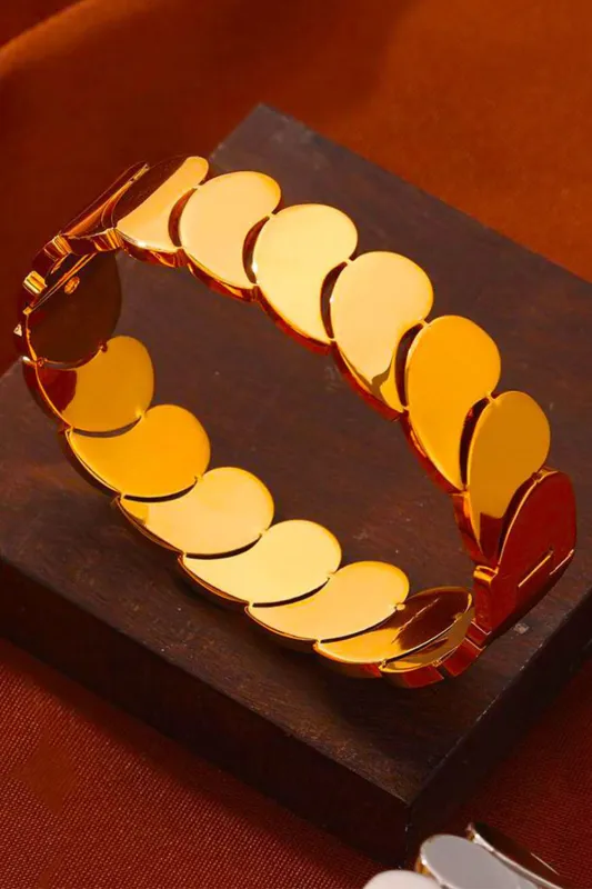 Gold Water Drop Patched Plated Titanium Steel Bangle made by Threaded Pear