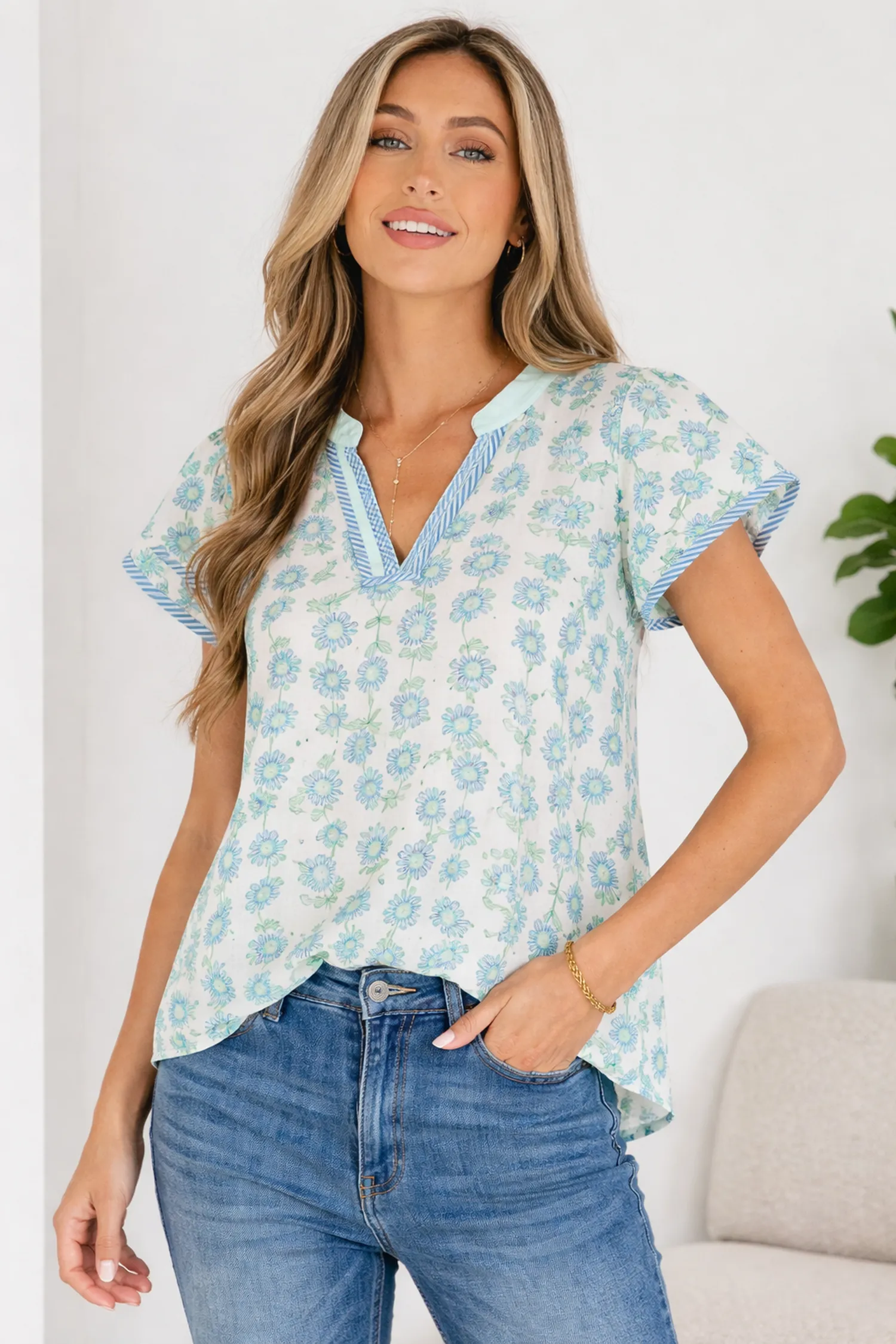 Keilani Patchwork Flutter Sleeve Blouse sold by Threaded Pear product image thumbnail 5