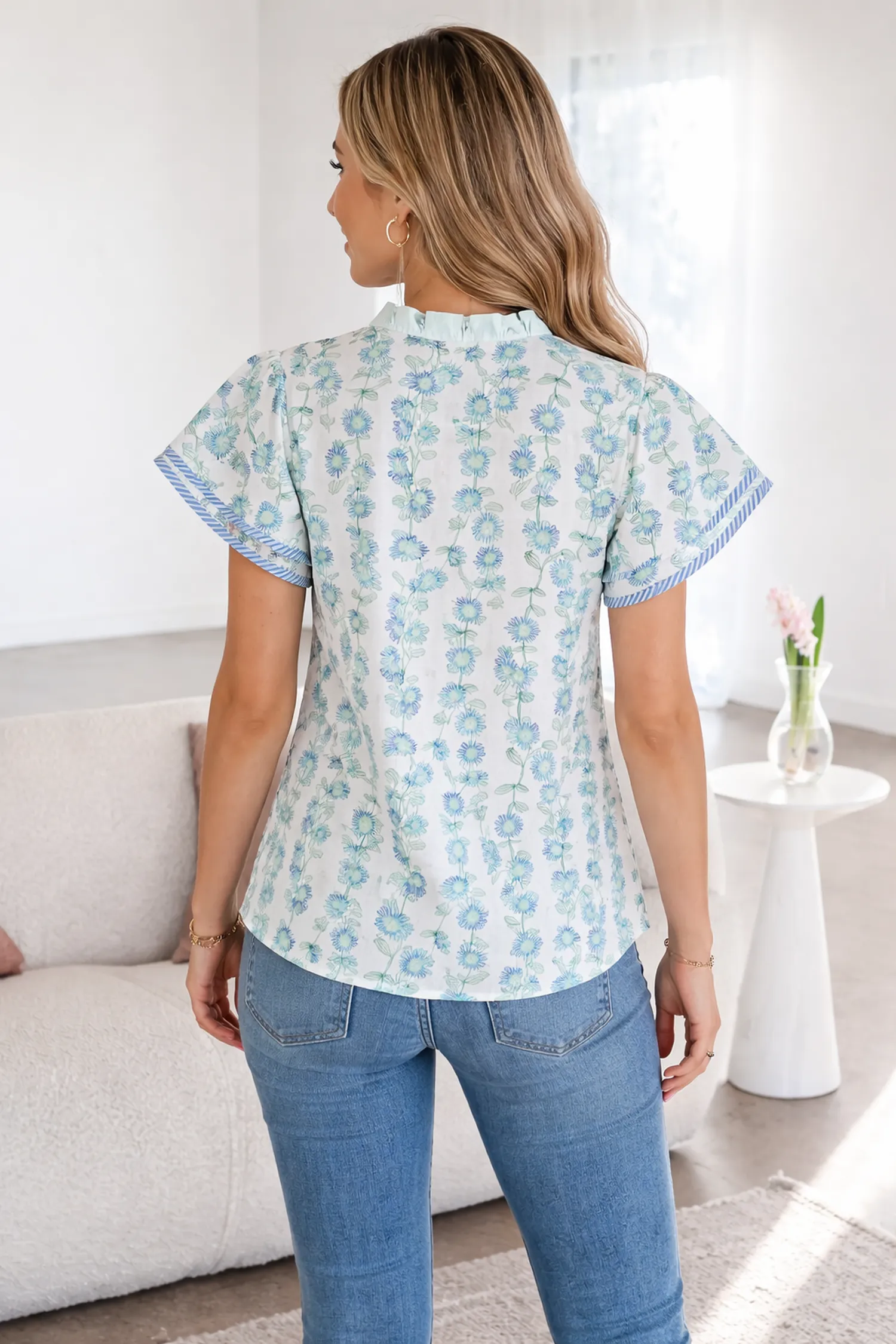 Keilani Patchwork Flutter Sleeve Blouse sold by Threaded Pear product image thumbnail 2