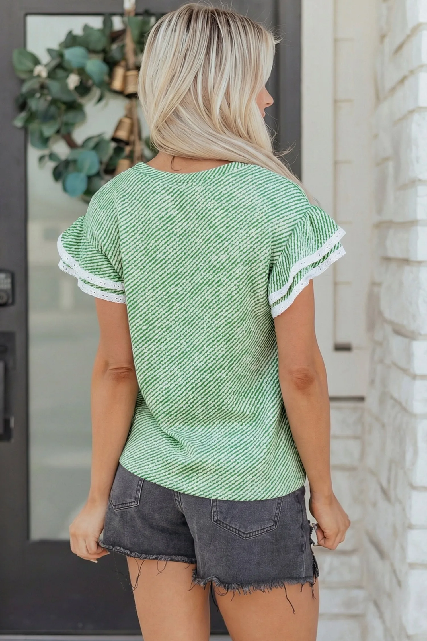 Elisabeth Ruffled Short Sleeve Blouse sold by Threaded Pear product image thumbnail 2