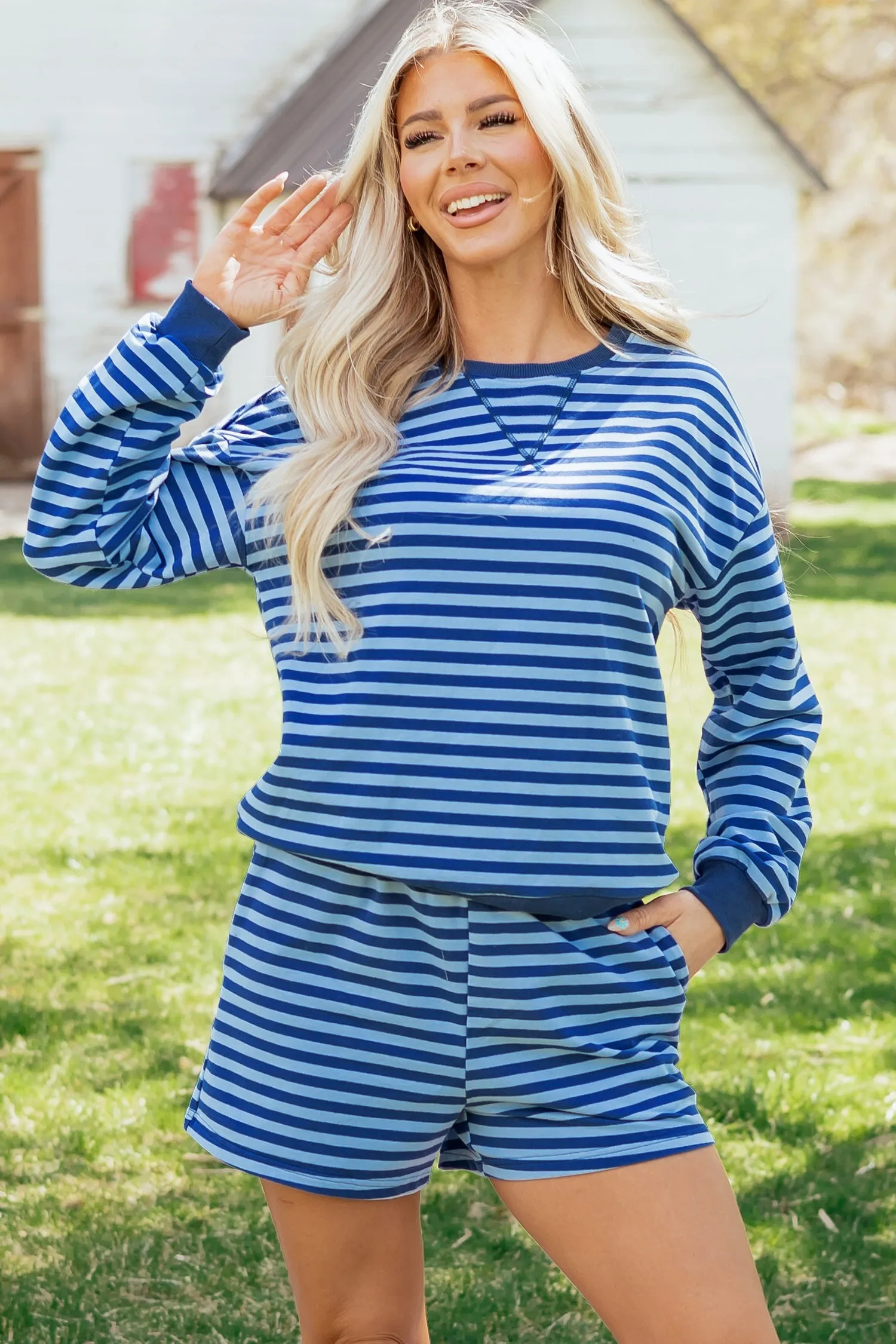 Chloe Casual Short Set Long Sleeve Top Set sold by Threaded Pear
