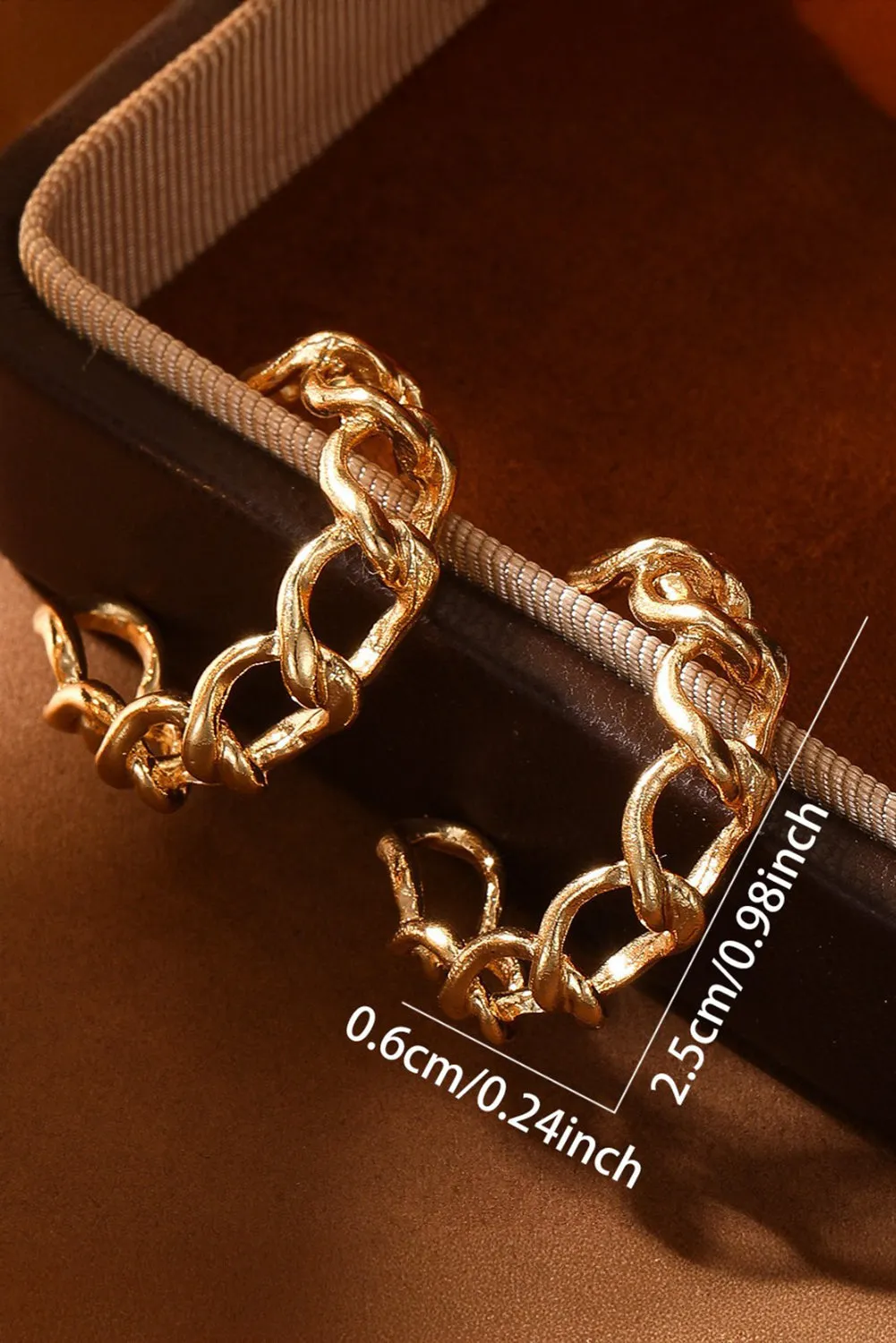 Sara Gold Round Hoop Chain Stud Earrings sold by Threaded Pear product image thumbnail 4