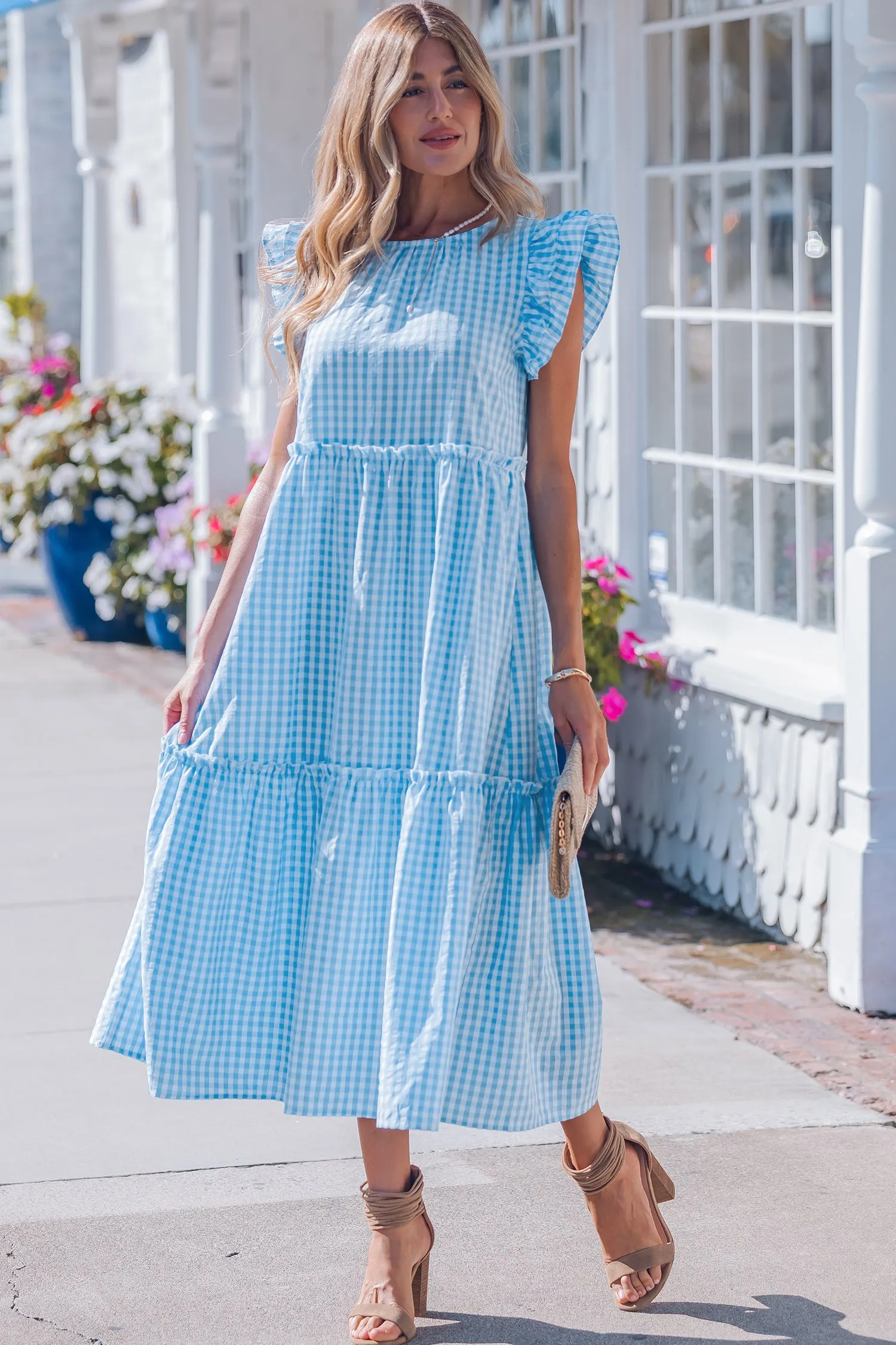 Deborah Sleeve Gingham Maxi Dress sold by Threaded Pear product image thumbnail 3