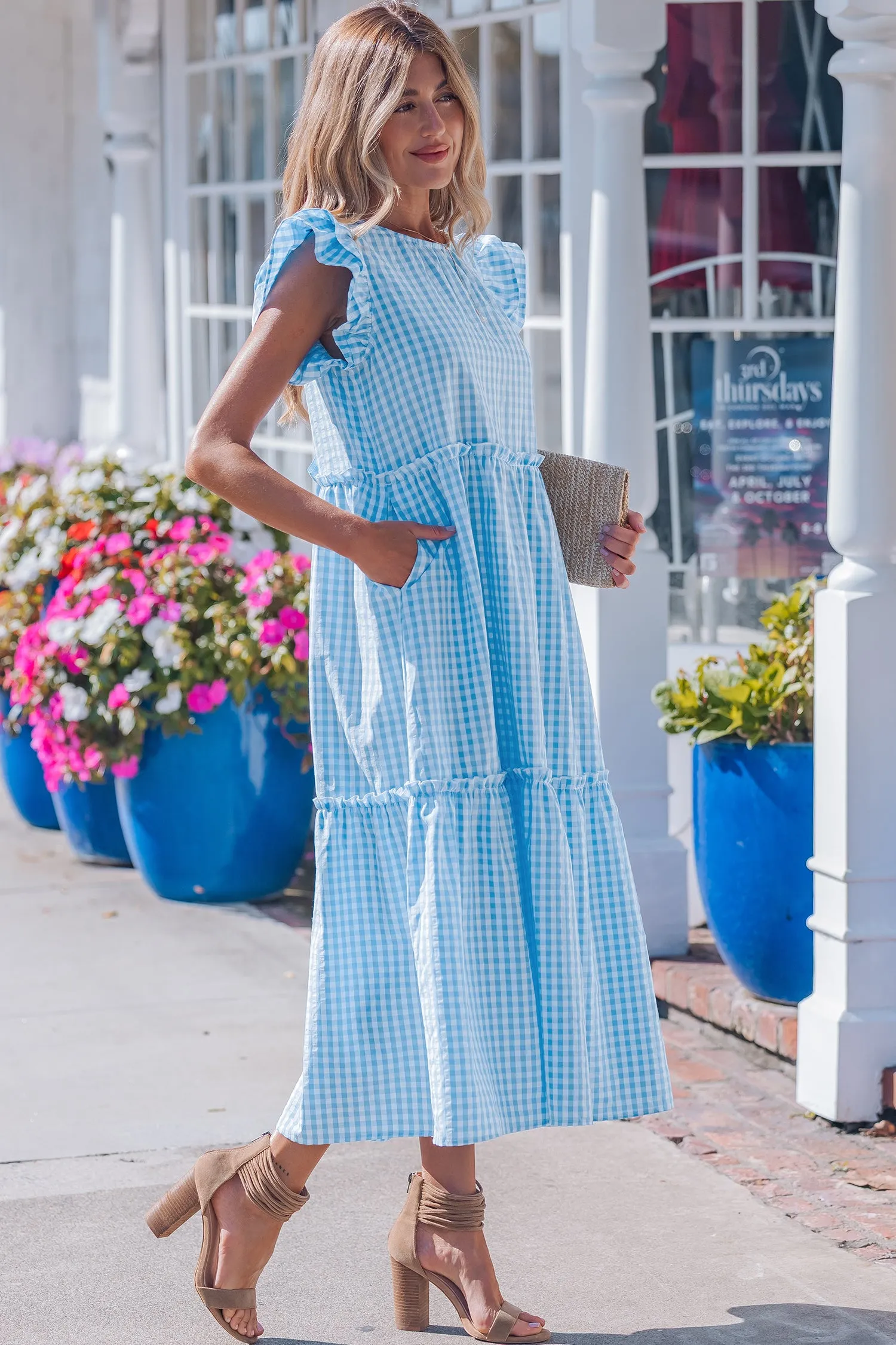 Deborah Sleeve Gingham Maxi Dress sold by Threaded Pear product image thumbnail 4