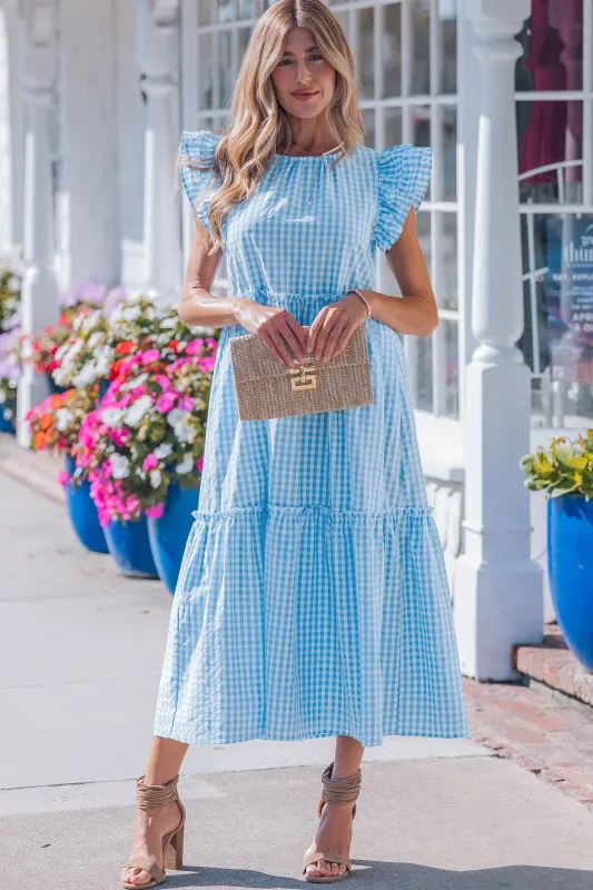 Deborah Sleeve Gingham Maxi Dress made by Threaded Pear