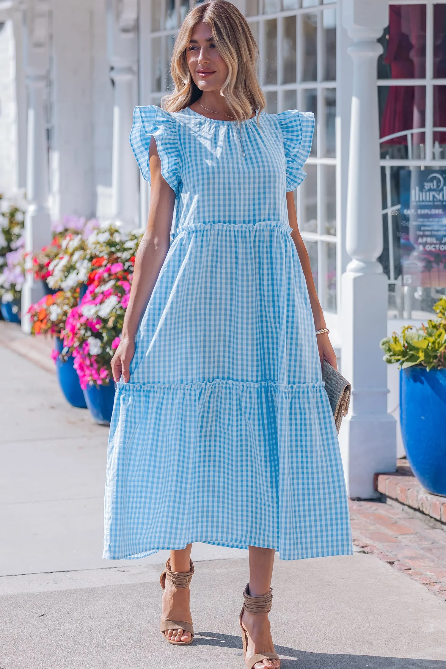 Deborah Sleeve Gingham Maxi Dress sold by Threaded Pear product image thumbnail 5