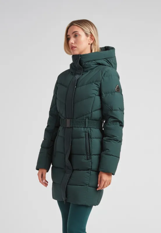 Diamond Belted Down Coat Matt Emerald sold by JACK1T