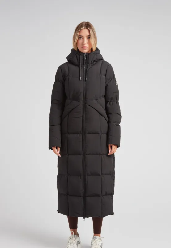 Black Star Extra Long Down Coat Matt Black sold by JACK1T