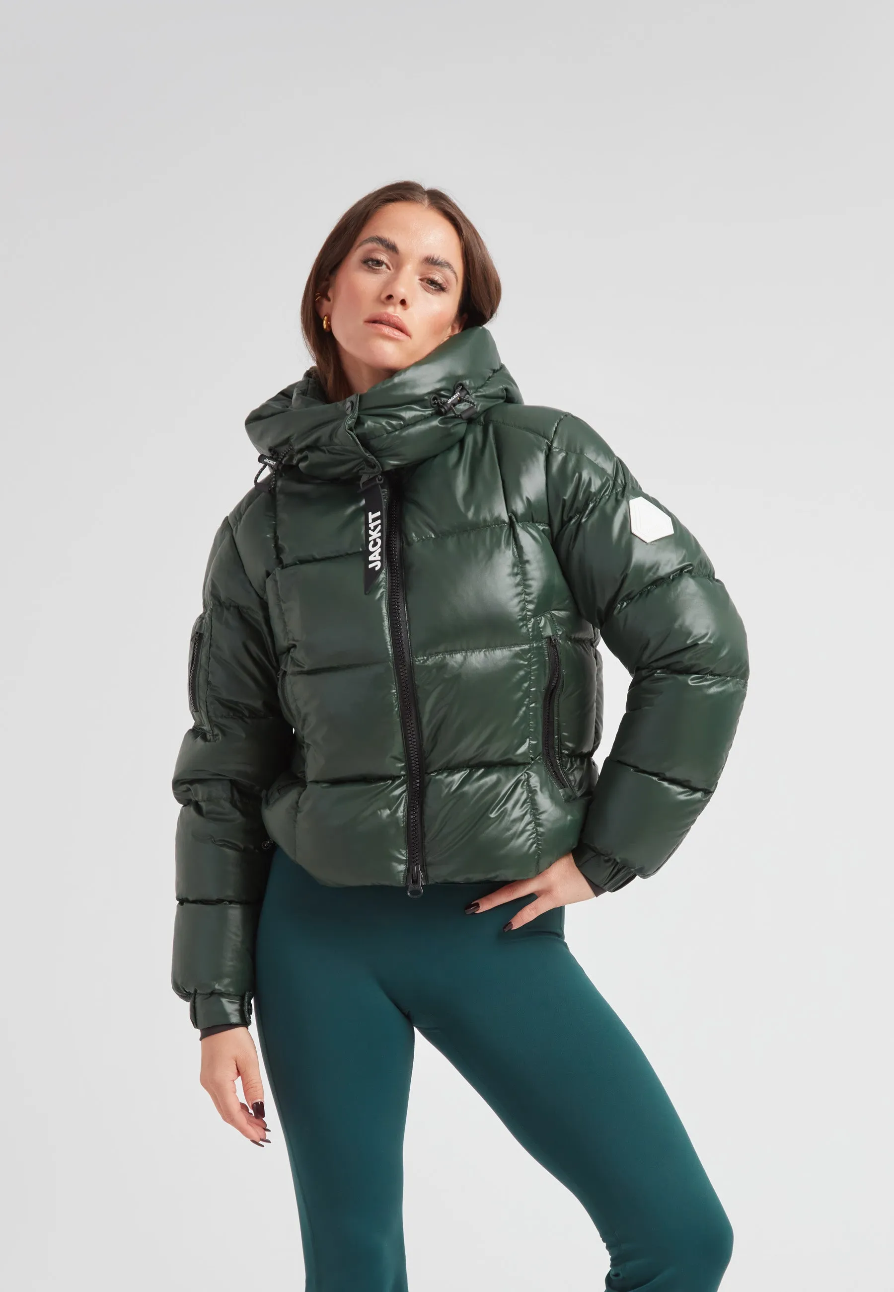 EZ Boxed Crop Down Puffer Jacket Lux Emerald sold by JACK1T product image thumbnail 2