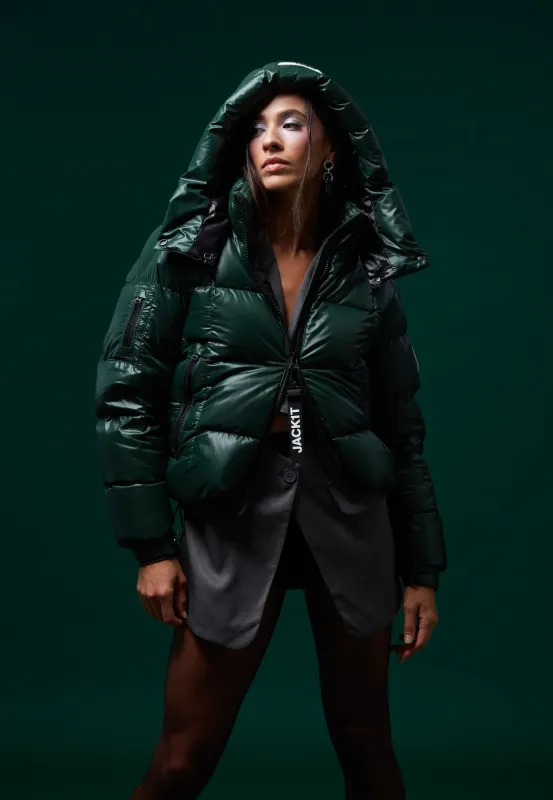 EZ Boxed Crop Down Puffer Jacket Lux Emerald sold by JACK1T