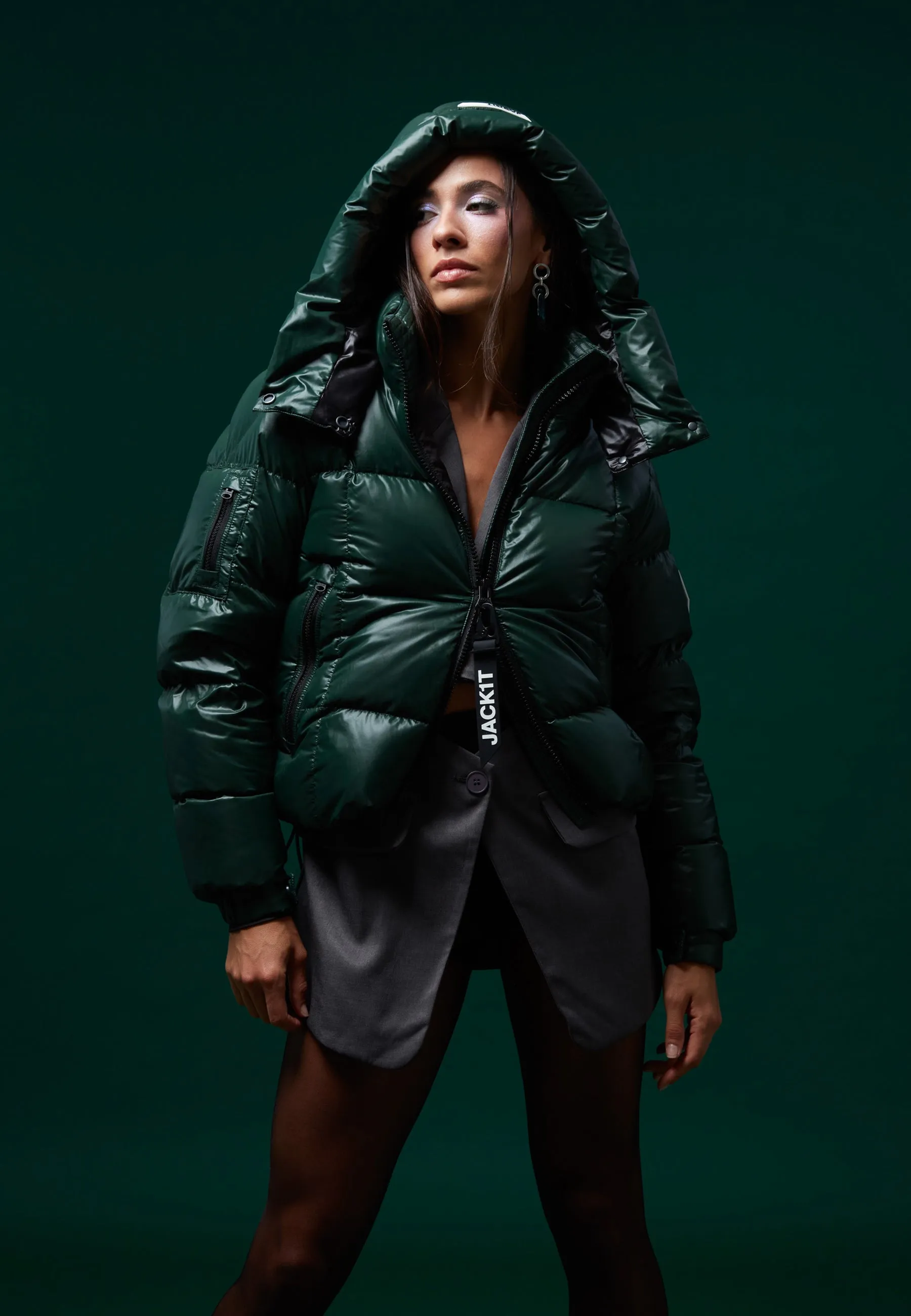 EZ Boxed Crop Down Puffer Jacket Lux Emerald sold by JACK1T