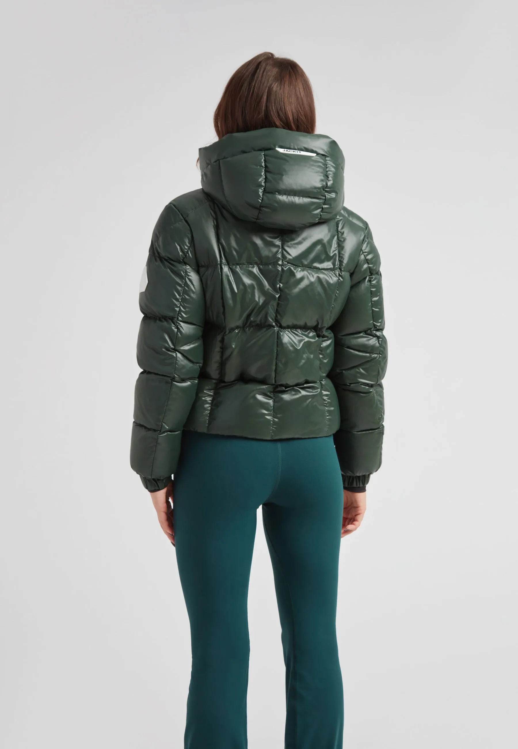 EZ Boxed Crop Down Puffer Jacket Lux Emerald sold by JACK1T product image thumbnail 3