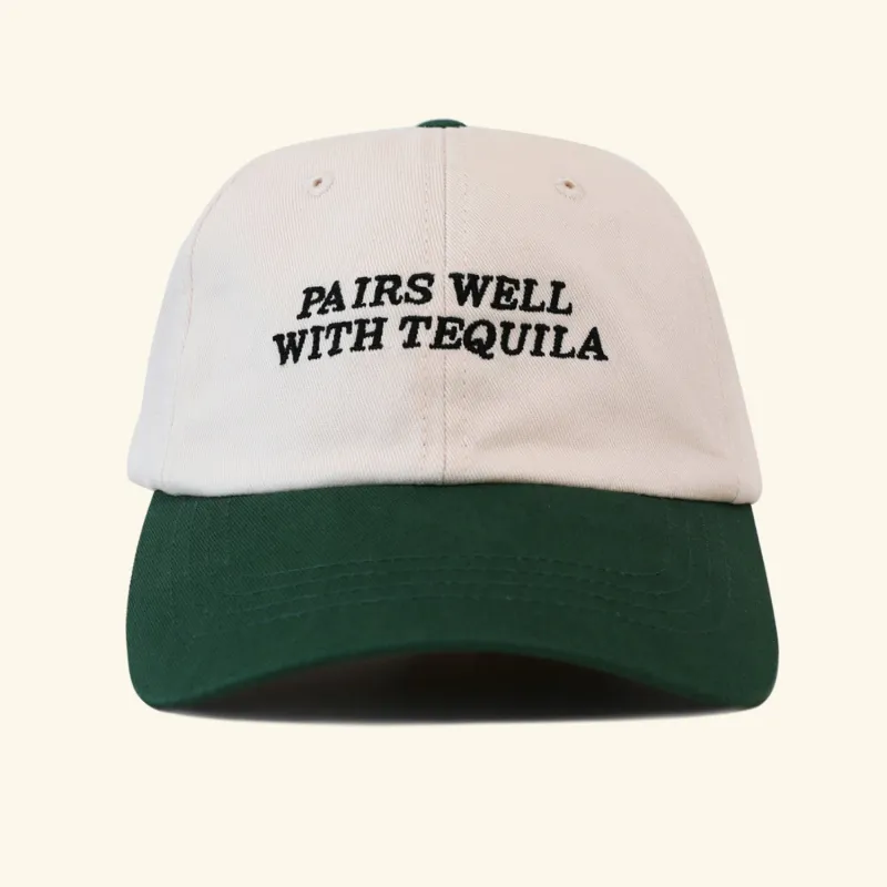 Pairs Well Dad Hat - Bone/Forest sold by Motel Margarita