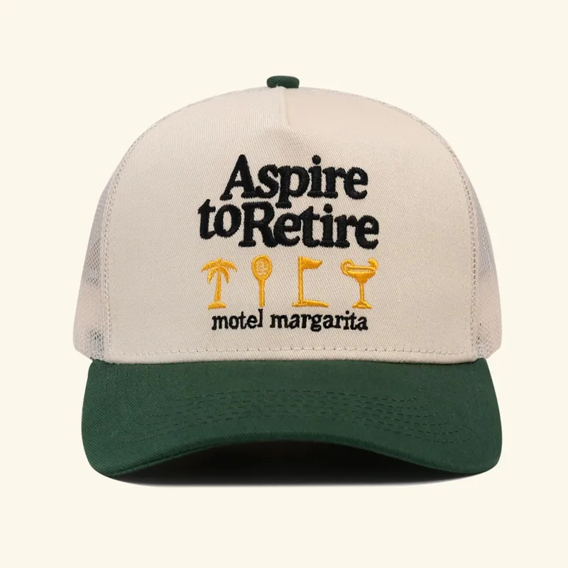 Aspire Two-Tone Trucker - Bone/Forest sold by Motel Margarita