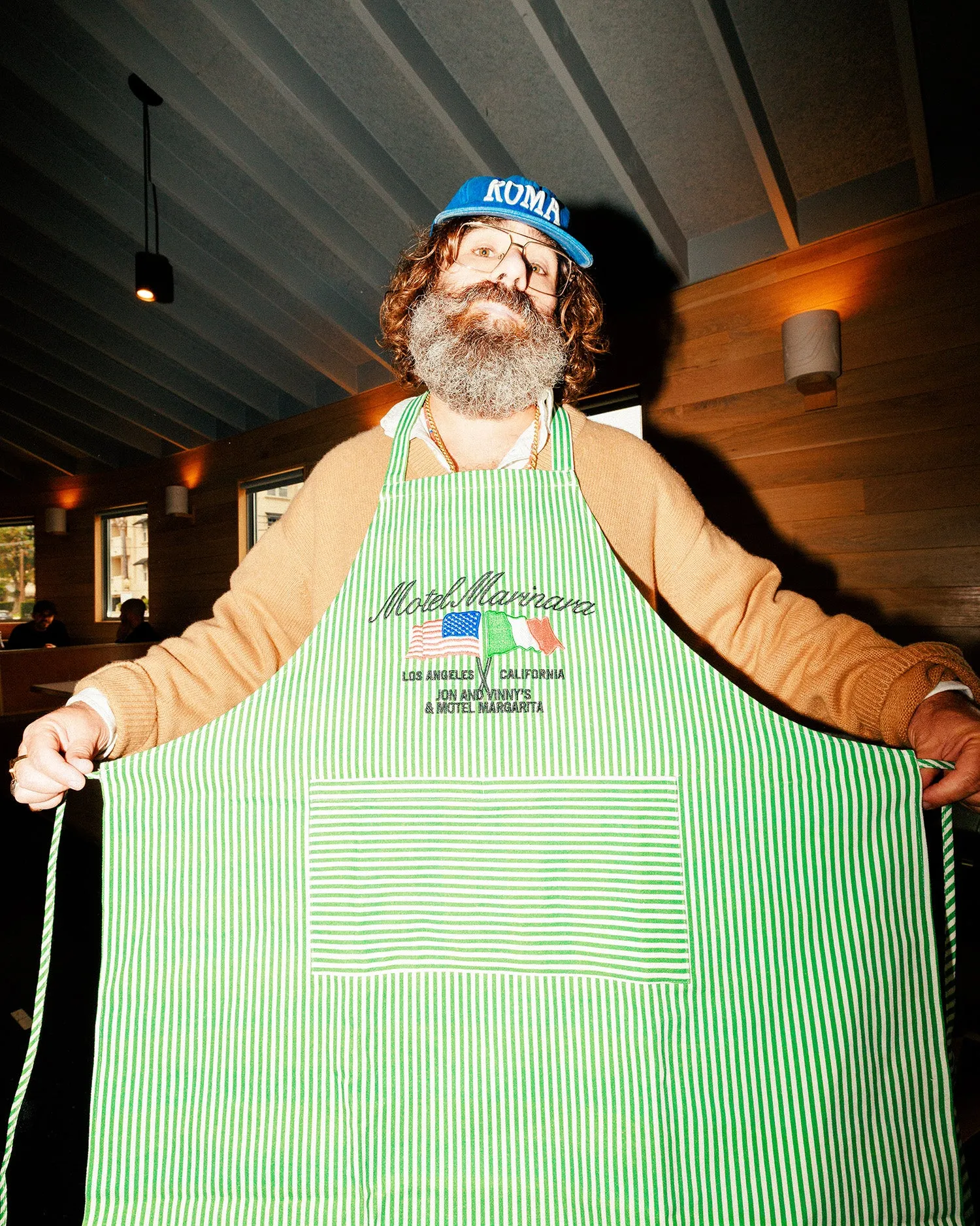 Motel Marinara Apron - Green/White (Motel Margarita x Jon & Vinny's) sold by Motel Margarita product image thumbnail 4