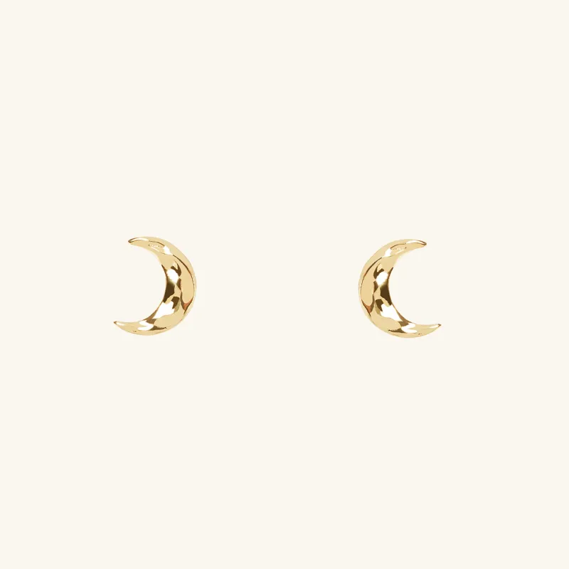 Moon Stud Earrings Gold sold by Muru
