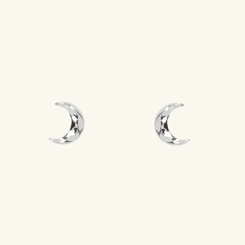 Moon Stud Earrings Silver sold by Muru