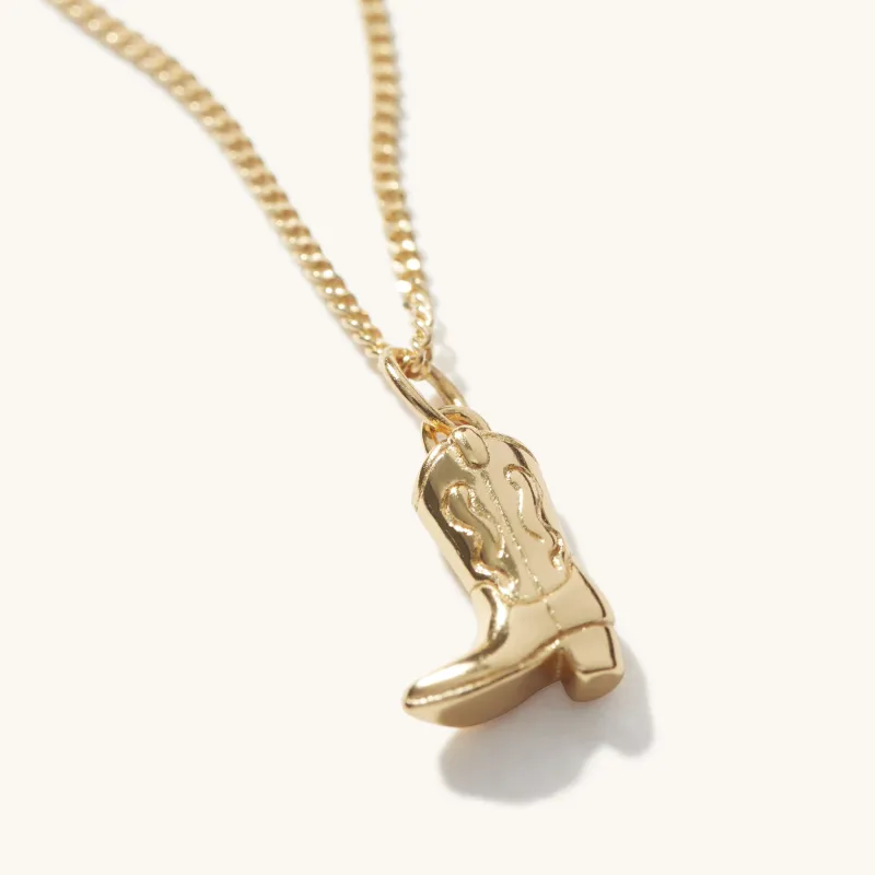 Cowboy Boot Necklace Gold sold by Muru