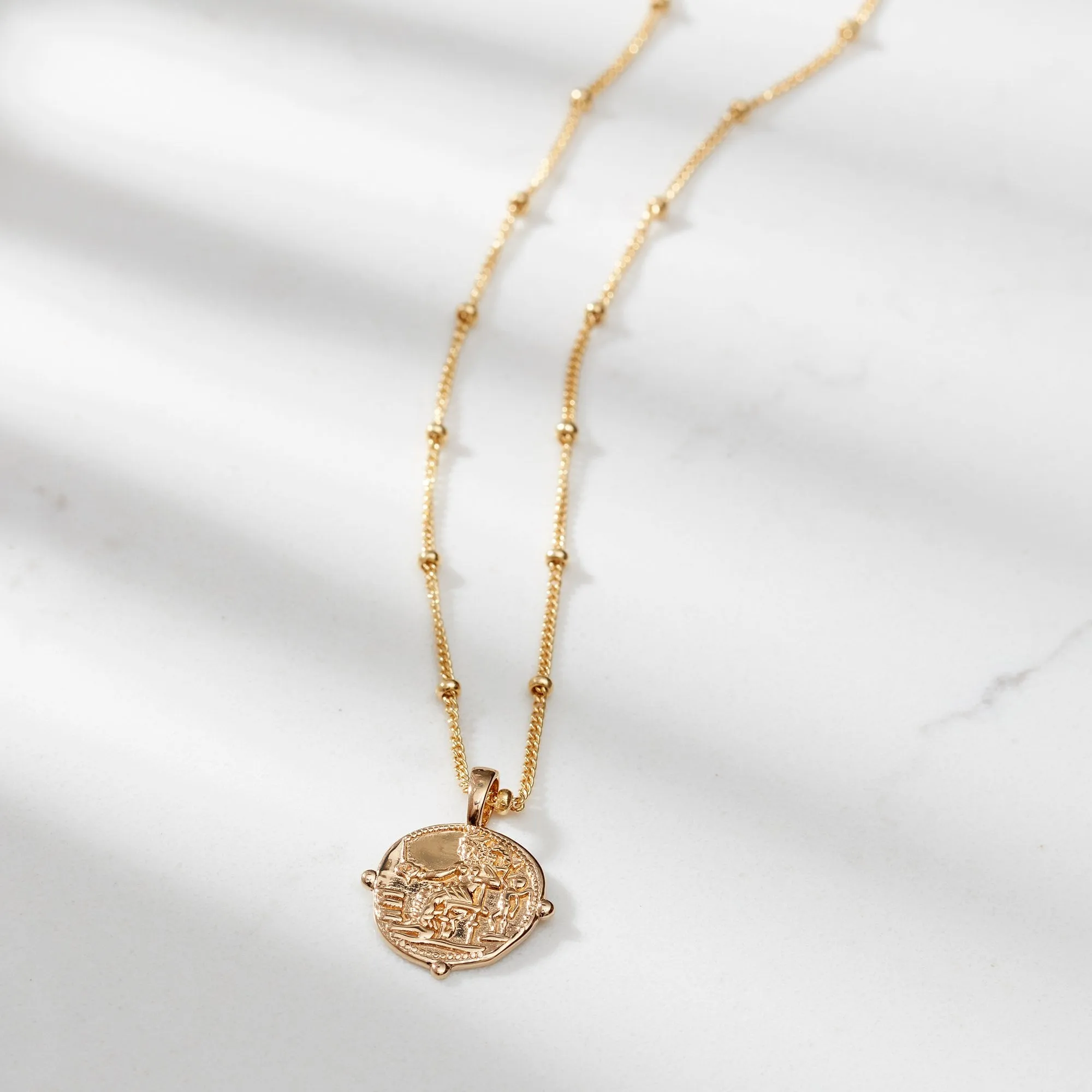 Gold Aphrodite Coin Necklace With Bead Chain sold by Muru product image thumbnail 2
