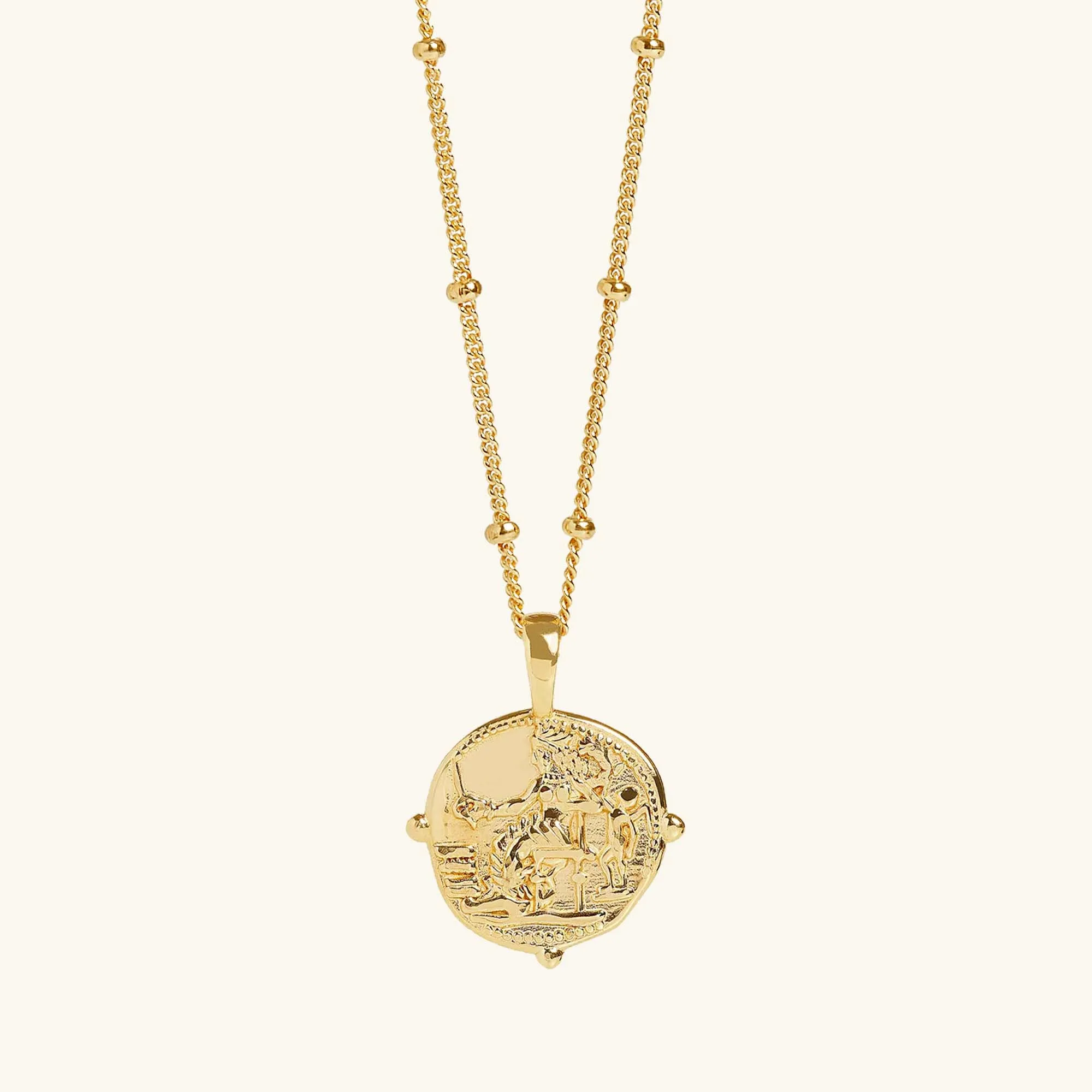 Gold Aphrodite Coin Necklace With Bead Chain sold by Muru