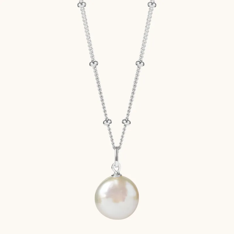 Round Pearl Necklace Silver sold by Muru