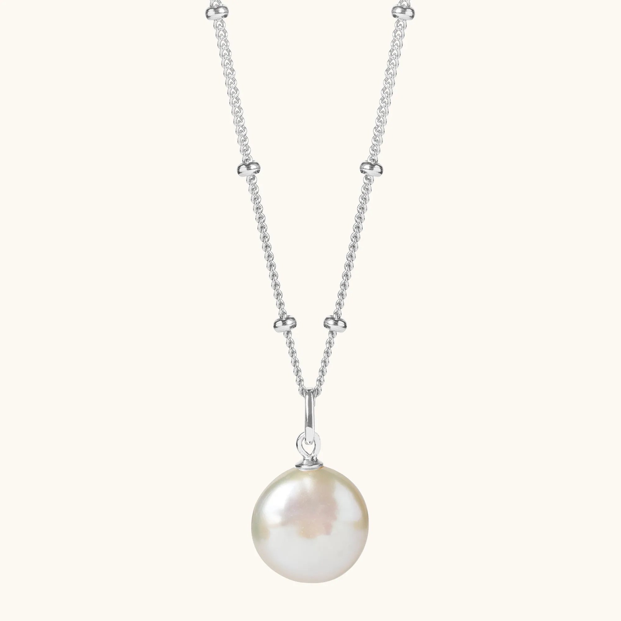 Round Pearl Necklace Silver sold by Muru